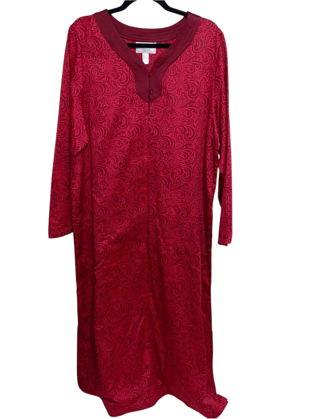 Carole Hochman Robe Womens Large Heavenly Soft Satin Maxi Dress Gown Zip Lounge